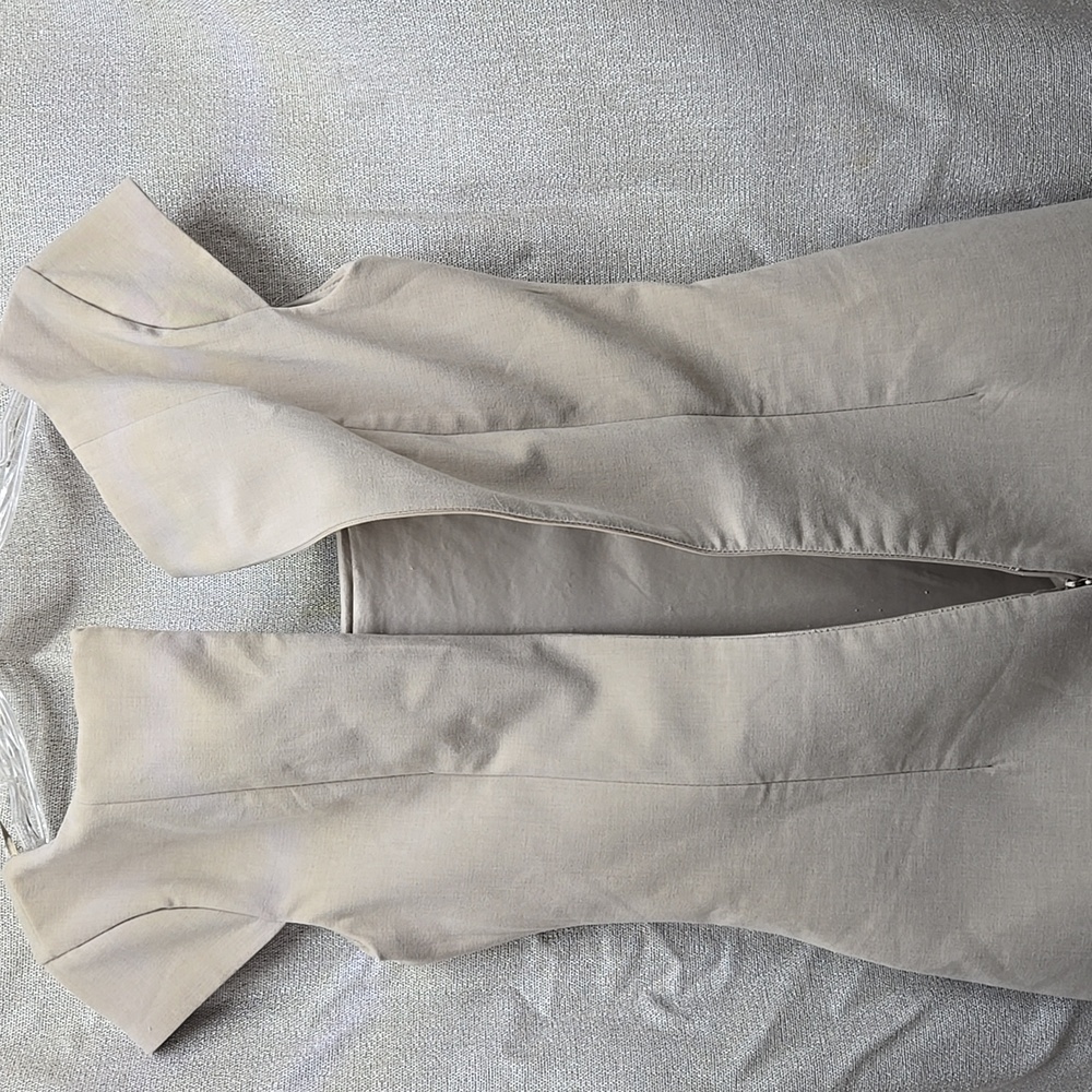 Zara, Mini Dress, Fitted, Cream, Taupe, XS, Fully Lined, Stretch, Polyester - Picture 14 of 16